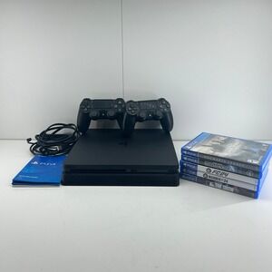 Sony PlayStation 4 PS4 Slim 1TB CUH-2215B Bundle 2 Controllers 5 Games Tested